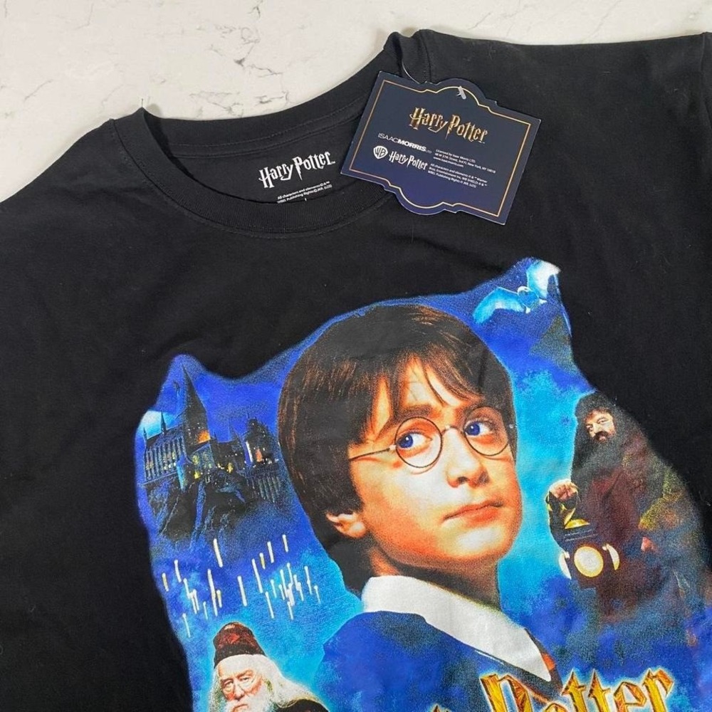 Harry Potter Philosopher's Stone Graphic T-Shirt Movie Poster Tee Black‎  L NWT